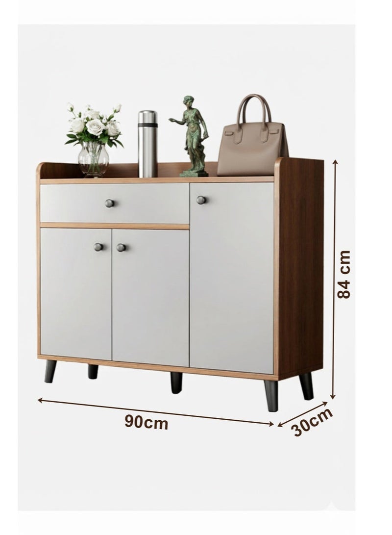 AGD Multi-Purpose Sideboard, Coffee Corner and Shoe Organizer, with 3 Doors and 1 Drawer, for Entrance, Bedroom and Office, (brown-white) - Image 5